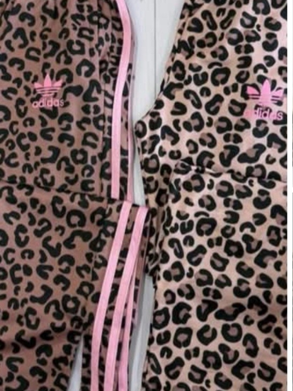 ISO adidas Pink Leopard Print Track pants with Pink Stripes